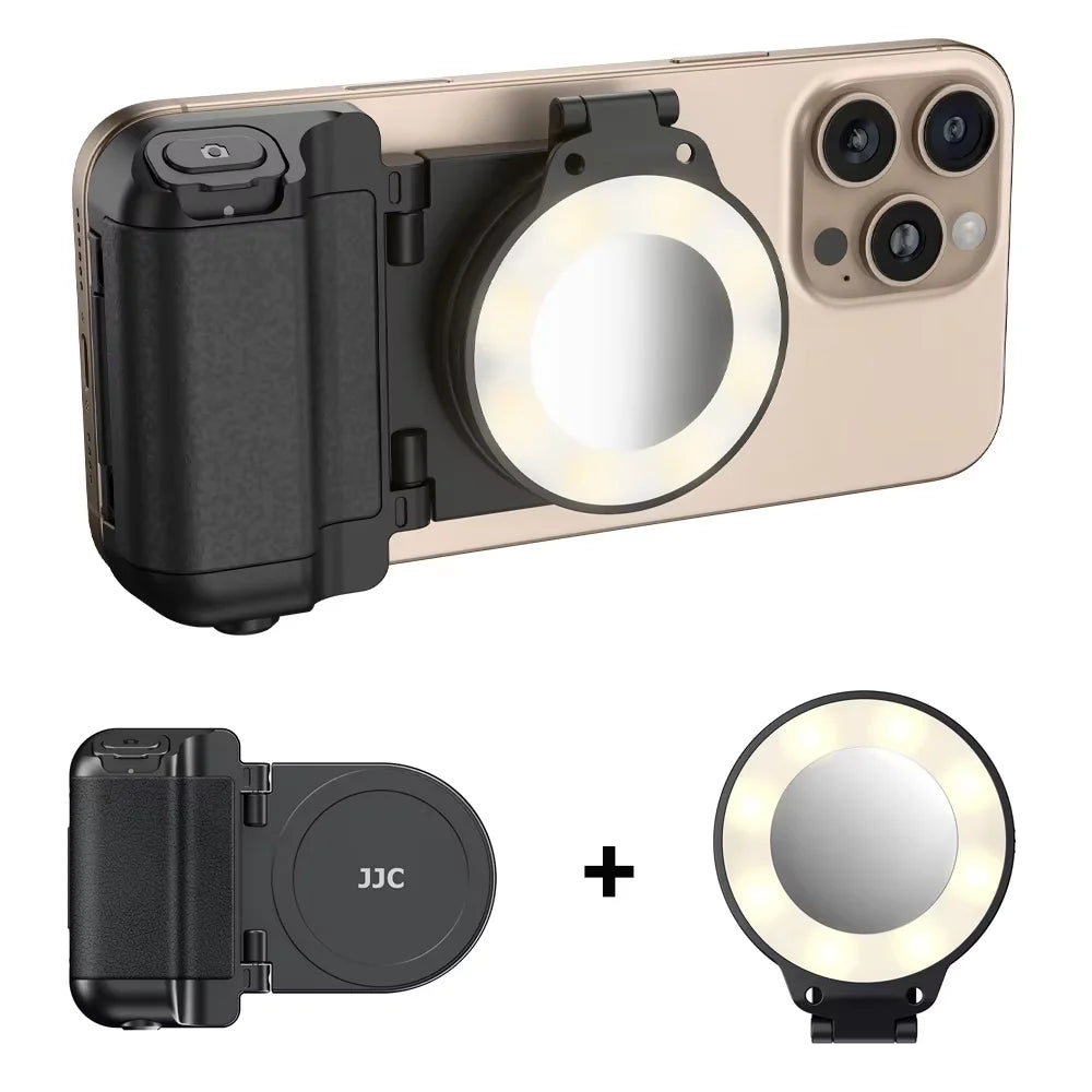 JJC Magnetic Snapgrip Phone Hand Grip Magsafe Handheld Bluetooth Remote Control Handle Phone Tripod Mount for Vlog Iphone 16 15
